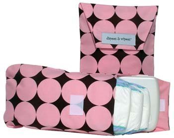 Diapees n Wipees pouch - PINK DISCO DOT