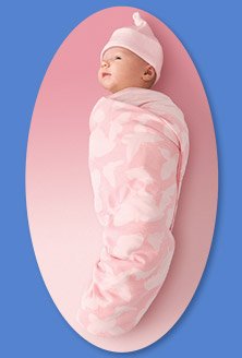 Kiddopotamus SwaddleSet blanket and matching cap - PINK