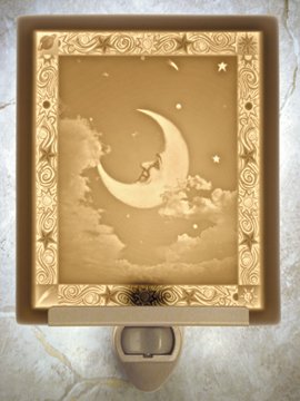 Man in The Moon Flat Lithophane Nightlight
