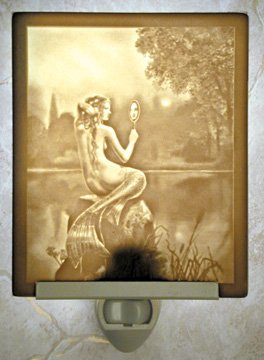 Mermaid & Mirror Flat Lithophane Nightlight