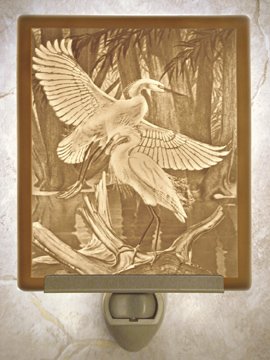 Snowy Egret Flat Lithophane Nightlight
