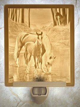 Cool Waters Horses Flat Lithophane Nightlight
