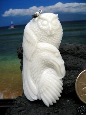 " OWL & EAGLE " ANIMAL SPIRIT TOTEM CARVED BONE PENDANT FREE GIFTS!