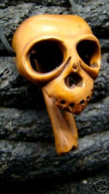 ALIEN SKULL & BONE CARVED KOA WOOD SKELETON MINIATURE FREE GIFTS & USA SHIPPING