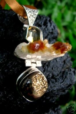 CITRINE CRYSTAL DRUSY & PEARL STERLING SILVER PENDANT