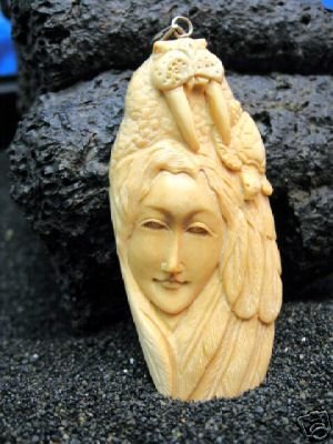 " WALRUS & TURTLE " CARVED ALASKA MOOSE ANTLER PENDANT ANIMAL SPIRIT CARVING