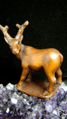 " LITTLE XMAS HOLIDAY DEER " HAND CARVED KOA WOOD MINIATURE FREE GIFTS & USA SHIPPING