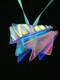 DICHROIC GLASS " SPRING DAY " PENDANT WEARABLE ART HYPO-ALLERGENIC NO METAL