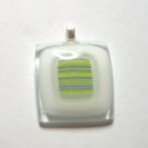 White Stripes Pendant - Handmade Fused Glass