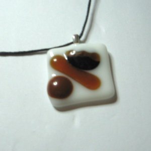 Coffee Bean Jube Pendant - Handmade Fused Glass