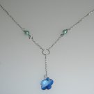 Blue flower & pearl necklace