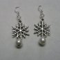 Snowflake pearl drop earrings