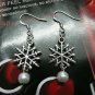Snowflake pearl drop earrings