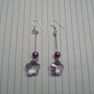 Purple flower drop earrings