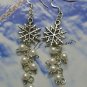sterling silver Snowflake Cluster Pearls Earrings