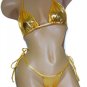 SEXY GOLD METALLIC BIKINI, TIE SIDE THONG, NEW
