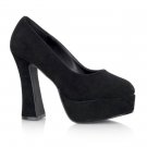 NEW SEXY BLACK SUEDE CHUNKY HIGH HEEL PLATFORM PUMPS - SIZE 8