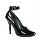 NEW SEXY BLACK PATENT ANKLE STRAP 5 IN PUMPS - SIZE 10 or SIZE 16