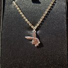 SEXY PLAYBOY BUNNY HEAD SILVER & CLEAR RHINESTONE ANKLET