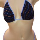 SEXY CLUB DANCER BLACK PURPLE GLITTER BIKINI BRA & BREAKAWAY THONG - MEDIUM