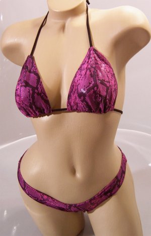 SEXY CLUB DANCER PURPLE SNAKE BIKINI BRA & RIO BACK BOTTOMS - ONE SIZE