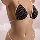 SEXY CLUB DANCER BLACK & SILVER GLITTER BRA & BREAKAWAY THONG SET - SMALL