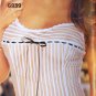 SEXY BLACK SHEER STRIPED NET BUSTIER G-STRING & STOCKINGS - ONE SIZE