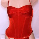 SEXY VALENTINE RED VELVET RHINESTONE BUSTIER & THONG -  SIZE 34 or SIZE 38