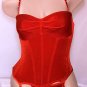 SEXY VALENTINE RED VELVET RHINESTONE BUSTIER & THONG -  SIZE 34 or SIZE 38