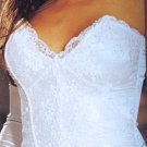 SEXY BRIDE BRIDAL WHITE SATIN & SEQUIN STRAPLESS BUSTIER & THONG - SIZE32 or SIZE 36