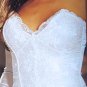 SEXY BRIDE BRIDAL WHITE SATIN & SEQUIN STRAPLESS BUSTIER & THONG - SIZE32 or SIZE 36