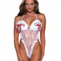 SEXY BRIDE WHITE LACE & SATIN OPEN CUP THONG BACK TEDDY BARE - ONE SIZE