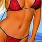 SEXY RED LEOPARD BIKINI BRA TOP & MINI THONG - ONE SIZE