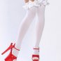 SEXY BLACK OPAQUE THIGH-HIGH STOCKINGS W RUFFLE & SATIN BOW - ONE SIZE