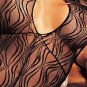 SEXY BLACK SWIRL LACE OPEN CROTCH HALTER BODY STOCKING - ONE SIZE