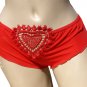 SEXY VALENTINE SHEER RED HEART MESH CUT OUT CAMI TOP & BOY SHORTS - ONE SIZE