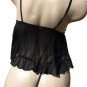 SEXY VALENTINE BLACK HEART CUT OUT BABYDOLL TOP & THONG - ONE SIZE