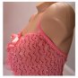 SEXY BLACK or PINK SPARKLE MESH OPEN FRONT CROP TOP & G-STRING - ONE SIZE