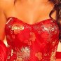 SEXY VALENTINE RED ASIAN BROCADE STRAPLESS BUSTIER & G-STRING - SIZE 38
