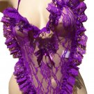 SEXY VALENTINE PURPLE LACE HEART THONG BACK TEDDY BARE - ONE SIZE