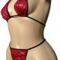 SEXY RED LEOPARD BIKINI BRA TOP & MINI THONG - ONE SIZE