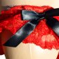 SEXY RED SHEER FISHNET & RUFFLED LACE CAMI & BOY SHORTS - ONE SIZE