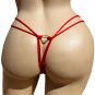 SEXY VALENTINE RED or BLACK VELVET DIAMOND GOLD HEART BOOTY THONG - ONE SIZE