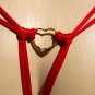 SEXY VALENTINE RED or BLACK VELVET DIAMOND GOLD HEART BOOTY THONG - ONE SIZE
