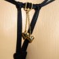 SEXY VALENTINE BLACK VELVET & DIAMOND GOLD HEART BOOTY THONG - ONE SIZE