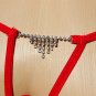 SEXY VALENTINE BLACK or RED VELVET RHINESTONE BACK LOW RISE THONG - ONE SIZE