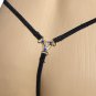 SEXY XSTRINGS BLACK MESH SAPPHIRE RHINESTONE DETAIL G-STRING - ONE SIZE