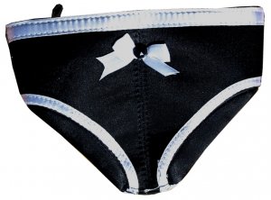 SEXY & CUTE ADORABLE BLACK & WHITE PANTY SHAPE COIN PURSE W/ ZIPPER OPENING