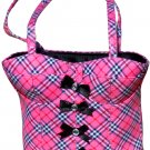SEXY DESIGNER STYLE PINK PLAID BUSTIER PURSE HANDBAG