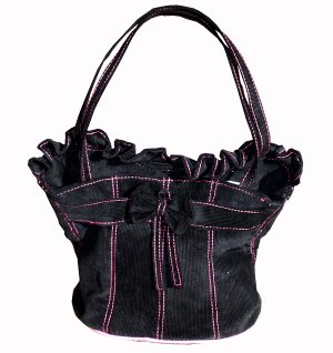 SEXY BLACK CORDUROY BUSTIER STYLE PURSE HANDBAG